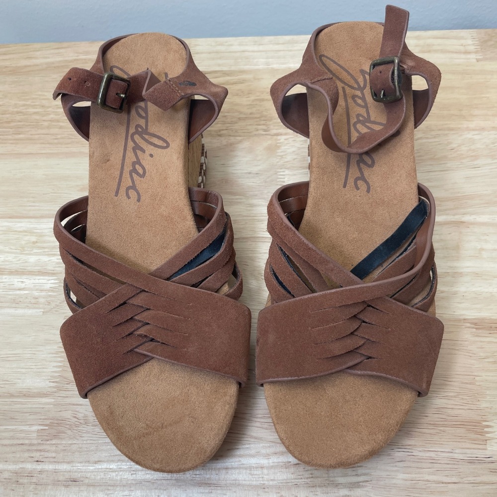 Zodiac Paola Women's Brown Suede Strappy Wedge‎ Sandals Size 10M - Picture 2 of 11